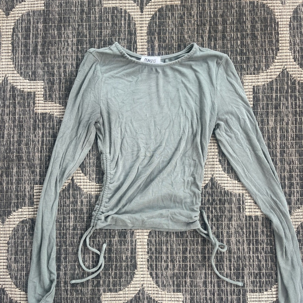 Princess Polly Green Ruched Tie top